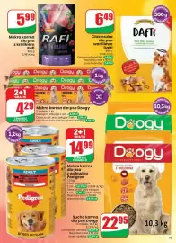 Dino gazetka tydzień 37 Strona 73: Mokra karma dla psa z królikiem Rafi €5,99, Mokra karma dla psa z wołowiną Pedigree €14,99