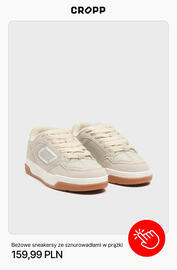 Cropp gazetka tydzień 37 Strona 10: Beżowe sneakersy ze sznurowadłami w prążki Cropp €159,99
