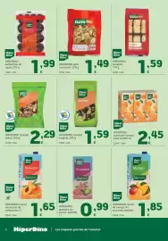 Folleto HiperDino Página 4: HiperDino cocktail dulce €2,29, HiperDino guayaba sin azúcar añadido €0,99
