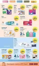 Folleto Clarel Página 9: Hogarel papel de cocina absorbente €1,22, Scottex Papel higiénico Original €4,24