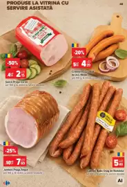 Catalog Carrefour Pagină 48: Sunca Praga Caroli €2,15, Meda crenvurști cu piept de pui €4,39