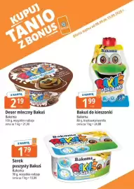 E.Leclerc gazetka Strona 8: Deser mleczny Bakuś Bakoma €2,19, Bakuś do kieszonki Bakoma €1,99