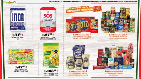 Folleto Fresko Página 12: Verde valle - frijol peruano €47,00, Heinz - mayonesa clásica €10,00