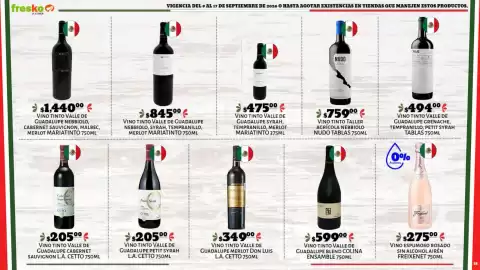 Folleto Fresko Página 18: Vino tinto valle de guadalupe syrah, tempranillo, merlot mariatinto €475,00
