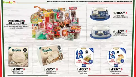 Folleto Fresko Página 7: Los volcanes - queso oaxaca €106,00, Queso oaxaca €100,00