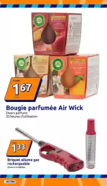 Catalogue Action semaine 37 page 11: Briquet allume gaz rechargeable €1,33, Air Wick Bougie parfumée €1,67