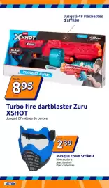 Catalogue Action semaine 37 page 22: ZURU Turbo fire dartblaster €8,95, Foam Strike X Masque €2,39