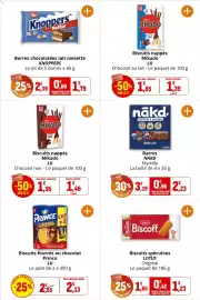 Catalogue Coccinelle Express page 25: NAKD Barres Myrtille €2,23, Knoppers Barres chocolatées lait noisette €1,79