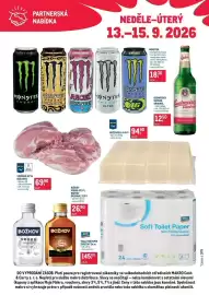 Makro leták Strana 1: Budweiser Budvar original €12,50, Vepřová kýta bez kosti €69,90