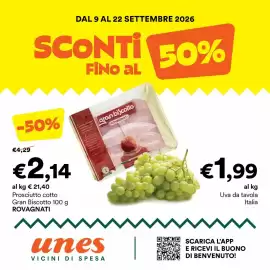 Volantino Unes Pagina 1: Prosciutto cotto Gran Biscotto €2,14