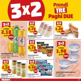 Volantino PENNY Pagina 2: Tramezzino cotto e maionese Gli allegri sapori €2,78, Yogurt greco bianco Welless €1,98