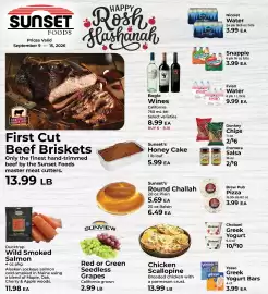 Sunset Foods weekly ad week 37 Page 1: Bogle Wines €8,99, Nicolet spring water €3,99