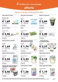 Volantino NaturaSì Pagina 39: Nodini di mozzarella Querceta €2,84, Cascina Bianca Yogurt Menta Mirtillo €1,26