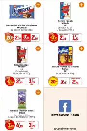 Catalogue Coccimarket page 16: LU Biscuits nappés Mikado €1,73, Knoppers Barres chocolatées lait noisette €2,19