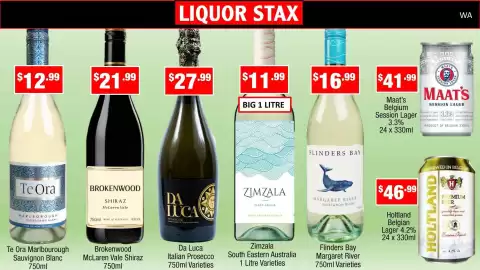 Liquor Stax catalogue Page 1: Maat's Belgium Session Lager €41,99, Holtland Belgian Lager €46,99