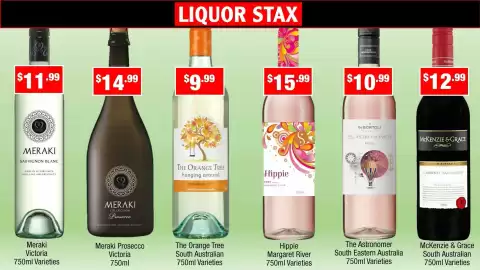 Liquor Stax catalogue Page 2: Meraki Prosecco Victoria €14,99, The Astronomer Rosé €10,99