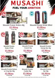 Farmer Jack's catalogue week 37 Page 11: Musashi Protein Shake €3,90, Musashi Protein Wafers €2,99