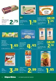 Folleto HiperDino Página 22: Isabel atún claro en aceite de oliva €2,75, Ubago caballa del sur en aceite de oliva €2,10