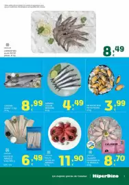 Folleto HiperDino Página 3: Calamar Patagónico en bandeja €8,70, Filete de abadejo €6,49