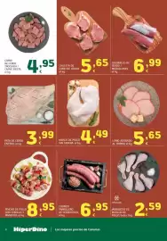 Folleto HiperDino Página 4: Chuleta de lomo de cerdo €5,65, Carne de cerdo troceada / carne fiesta €4,95