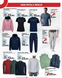 Volantino Ipercoop Pagina 39: Felpa uomo con apertura centrale e cappuccio G99 €23,90, T-shirt donna G99 €15,90