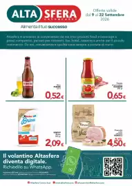 Volantino Altasfera Pagina 1: Prosciutto cotto vellutato Fiorucci €4,50, Birra Peroni €0,52