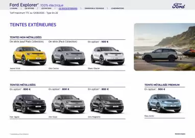 Catalogue Ford page 8: Teinte metallisée premium €900,00, Blanc glacier €500,00
