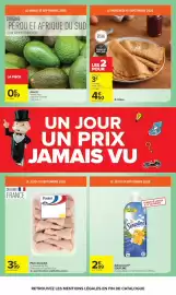 Catalogue Carrefour page 4: SOUPLINE Adoucissant €2,99, Avocat €0,89