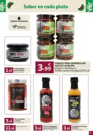 Folleto Alcampo Página 11: Tomate pera semisecco en aceite la palma €3,99, La Parcela salsa de minipimientopicante rojo €3,89