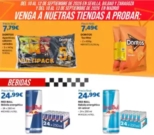 Catálogo Costco semana 37 Página 7: Red Bull bebida energética €24,99, Doritos Tex-Mex €7,49