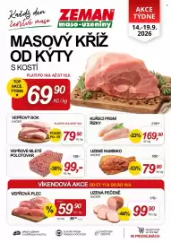 ZEMAN leták týden 38 Strana 1: Vepřový bok s kostí €79,90, Uzené ramínko s kostí €79,90