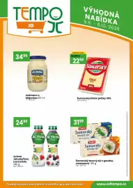 TEMPO leták | Jo Strana 4: Tany šumavský tavený sýr s goudou, smetanový €31,99, Activia Jahoda/Kiwi, Lesní plody €24,99