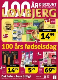 Løvbjerg tilbudsavis uge 37 Side 1: Cremefine €5,99, Varmrøget laks €14,99