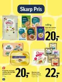 Føtex tilbudsavis uge 37 Side 2: Riberhus eller Cheasy skiveost €22,00, Salling Mysli eller granola €20,00