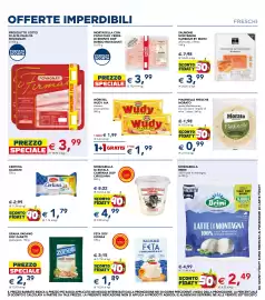 Volantino Esselunga Pagina 4: Würstel Wudy Aia classico, senza glutine €1,99, Mozzarella Brimi €2,49