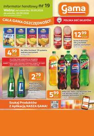 Gama gazetka Strona 12: Napój gaz. Pepsi Cola, Mountain Dew, 7Up, Mirinda orange €5,99, Piwo Lech €2,79