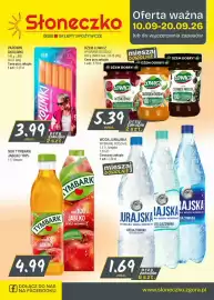Słoneczko gazetka Strona 1: Sok Tymbark Jabłko 100% €4,99, Woda Jurańska €1,69