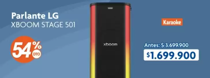 Catálogo Alkosto Página 1: Lg - parlante xboom stage 501 €1.699.900,00