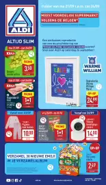 ALDI folder week 39 Pagina 1: Emoji Verzamel Album €2,49, Disney Pyjama voor Dames €10,00
