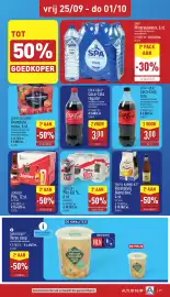 ALDI folder week 39 Pagina 27: Spa Mineraalwater €8,47, Coca-Cola zero €3,00