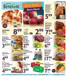 Festival Foods weekly ad week 37 Page 1: Jumbo Red or Green Seedless Grapes €2,99, Kemps Protein+ Lactose Free Milk €4,49