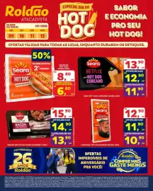 Folheto Roldão Página 1: Seara - mini hot dog €13,90, Seara - linguiça tipo calabresa €12,90