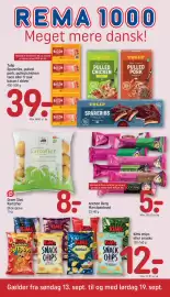 REMA 1000 tilbudsavis uge 38 Side 1: Gram Slot Kartofler €8,00, Anthon Berg Marcipanbrød €5,00