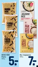 REMA 1000 tilbudsavis uge 38 Side 17: Ris i kogepose €7,00, REMA 1000 Pasta €5,00