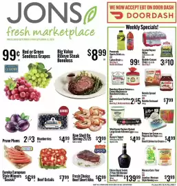 Jons International weekly ad week 37 Page 1: Raw Shell On Shrimp €3,99, Big Value Ribeye Steak Boneless €8,99