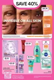 Priceline catalogue Page 6: Avène Sunsitive Sunscreen Fluid SPF 50+ €23,39, L'Oréal Paris Revitalift HA Glass Skin Mask €8,99