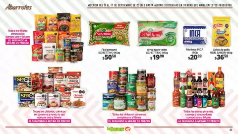 Folleto La Comer Página 10: Caldo de pollo €36,50, Schettino - arroz super extra €19,90
