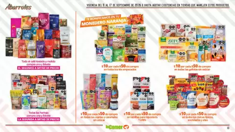Folleto La Comer Página 13: Cajetas y caramelos sin az uevo €10,00, Dulces típicos, enchilados y ates €10,00