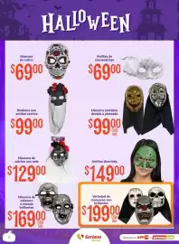 Folleto Soriana Mercado Página 4: Máscara de calavera o momia brillantes €169,00, Máscara de catrina con velo €129,00