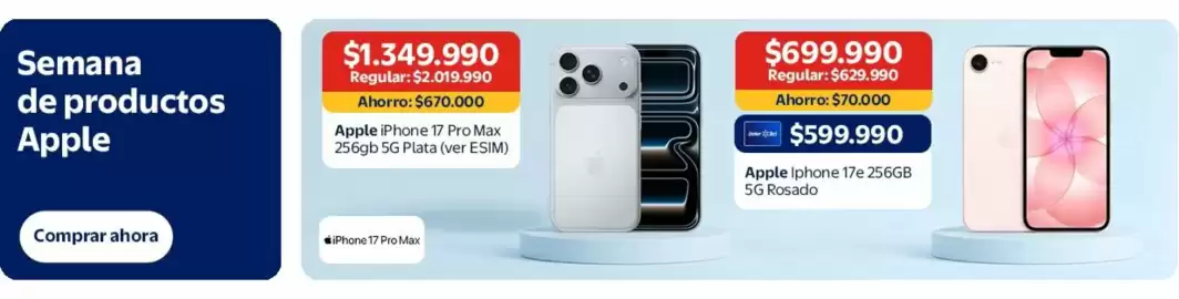 Catálogo Lider Página 2: Apple - iphone 17 pro max 256gb 5g plata (ver esim) €1.349.990,00